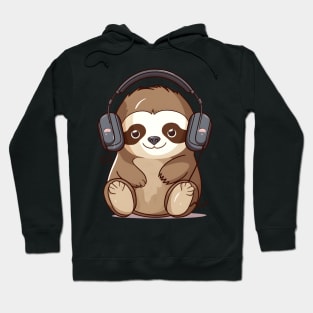 Cute Sloth Headphones Hoodie